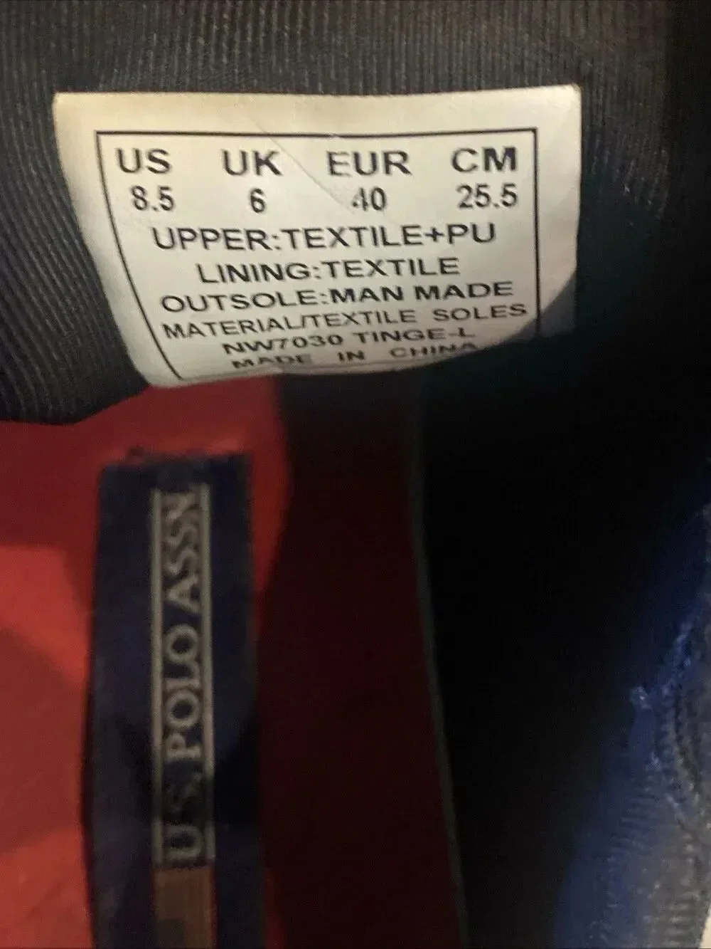U.S. Polo Assn. Men’s Sneakers Black Red USPA Logo Athletic Casual Shoes Size 8.